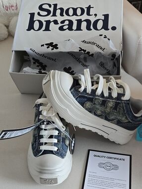 Ltd Edition Shoot Brand Reprise Lows '004' Denim Platform Sneaker. Rrp$220